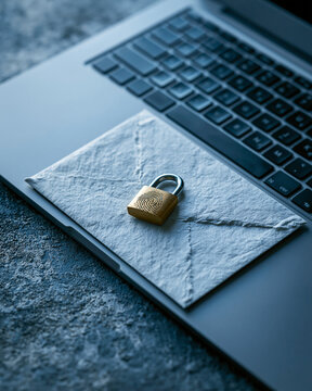 Secure Online Communication Workspace: Lock, Envelope, and Computer for Digital Privacy and Data Protection