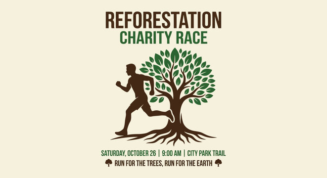 Reforestation Charity Race Runner Nature Tree Event Poster