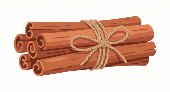 Tied bundle of aromatic cinnamon sticks vector illustration for autumn baking and spice branding