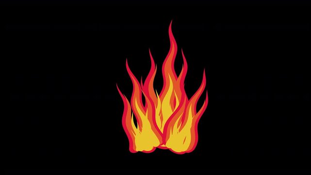 fire flames animated inferno blaze bonfire 4K clipart vector style cartoon simple animation isolated design icon graphic symbol element with transparent alpha channel background