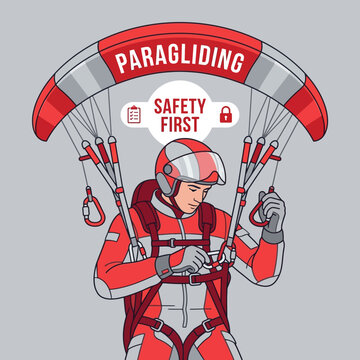Paragliding Safety First Icon Vector Illustration
