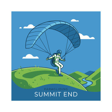 Paragliding Summit End Adventure Sport In Green Mountains