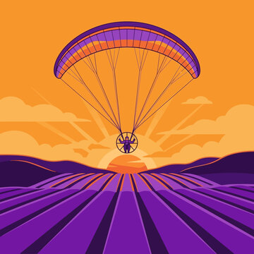 Paramotor Flight Over Lavender Fields At Sunrise Adventure And Freedom