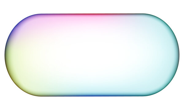 Abstract pill rounded rectangular decorative element gradient glass shape with abstract translucent colorful gradient glass shape