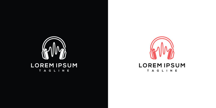 Headphone and Sound Wave Logo Design