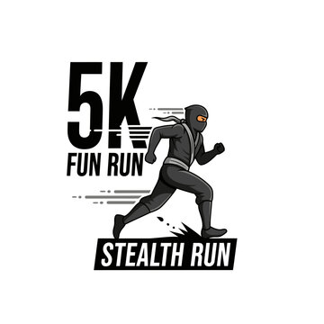Ninja Stealth Run 5k Fun Event Graphic Design Vector Illustration