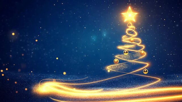 Sparkling Christmas Light Tree with Star on Elegant Winter Background