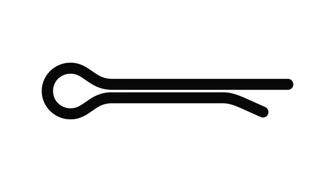 Split pin with circular head black silhouette on white background