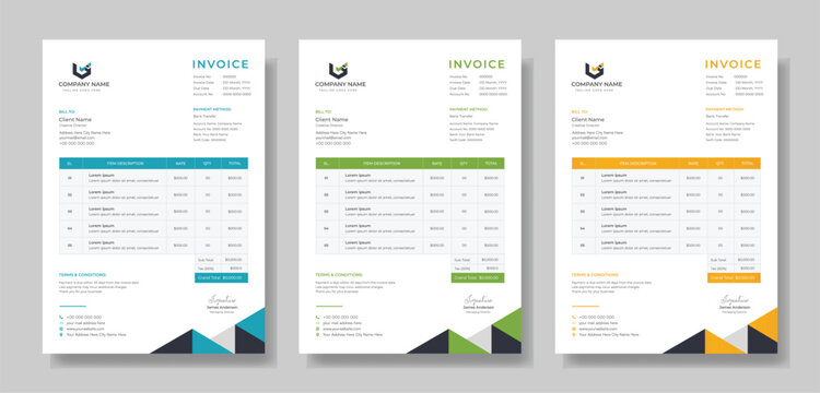 clean invoice template vector design