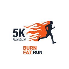 Obraz premium Motivating 5k Fun Run Burn Fat Message With Fiery Runner Silhouette
