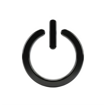 Black power button icon for digital devices and electronics