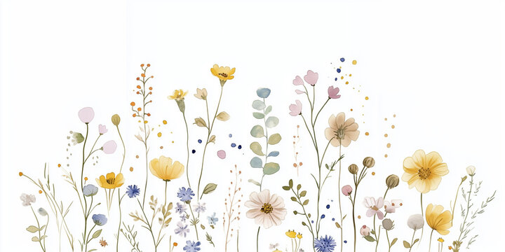 Delicate watercolor botanical digital paper floral background in soft basic beige tones
