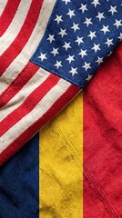 Obraz premium United States and Chad two flags textile cloth, fabric texture
