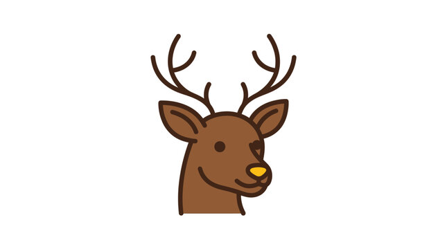 Cartoon deer head mascot with antlers.