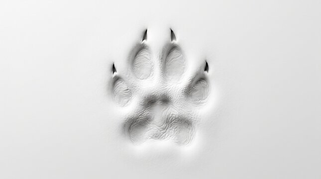 animal track claw scratch mark impression indentation embossed debossed relief sculpture texture surface white grey minimalist abstract modern isolated on white background