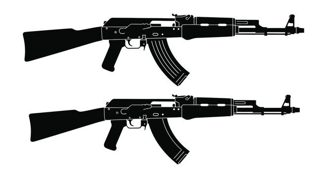 assault rifle silhouette black weapon outline on white background military firearm design silhouette