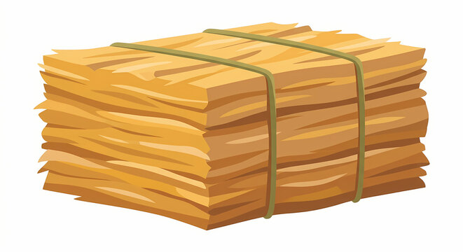 Rectangular straw bale tied with rope vector illustration for autumn farm and agricultural design