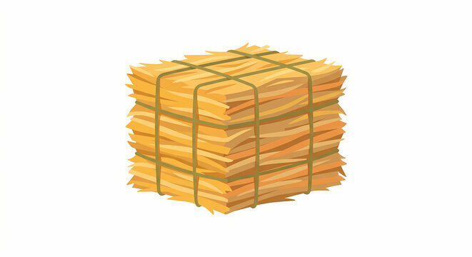 Square straw bale vector illustration for autumn farm harvest and rural design