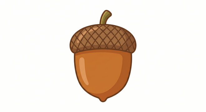 Cute brown oak acorn vector illustration isolated on white background for autumn design