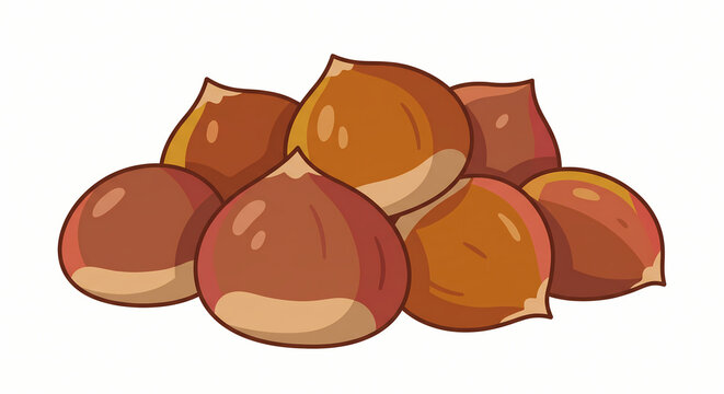 Pile of smooth brown chestnuts vector illustration isolated on white background for autumn harvest