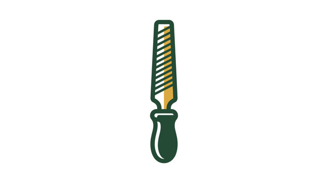Metal hand file tool with green ergonomic handle.