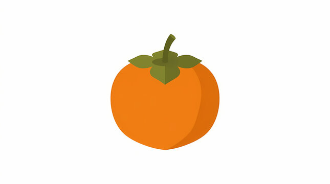 Ripe Persimmon Fruit Isolated Vector Illustration for Autumn Harvest and Healthy Diet