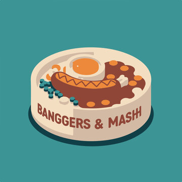 Bangers and Mash Isometric Icon