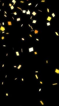 Vertical Realistic colorful confetti animation falling, perfect for birthdays, New Year celebration, weddings, and festive video projects, celebration overlay background video, mobile version