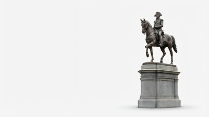 Obraz premium A statue of George Washington located in the Boston Public Garden professionally isolated and presented on a white background with a clipping path included for easy use. George Washington statue