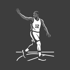 Fototapeta premium Illustrative Dynamic Basketball Player Waving On Court