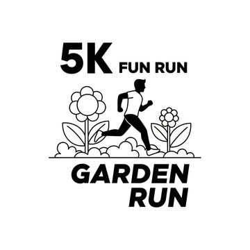 Illustrative Graphic Capturing A Runner In A Whimsical Garden Setting For A 5k Fun Run Event Event