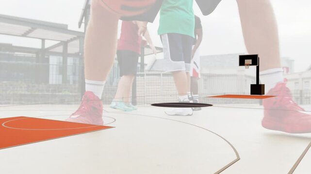 Ball coming left, low-angle feet dribbling, shifting laterally, advancing court, practicing control