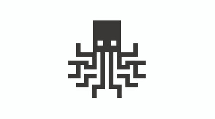 Black octopus circuit logo design. © SUHAR