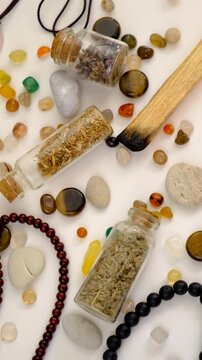 Stones, crystals, and accessories Selective focus.