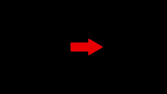 arrow icon on white, Animated the red arrow instruction left to right on black background.