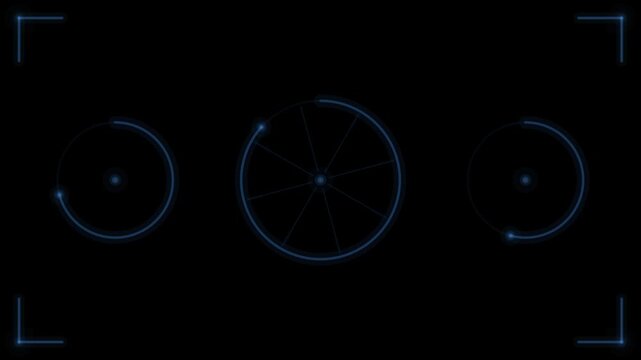 HUD circular ring meters data animated. Transparent background, alpha channel available in HD format