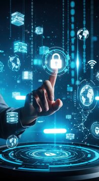 Cybersecurity and digital data protection technology interface with security technology protection