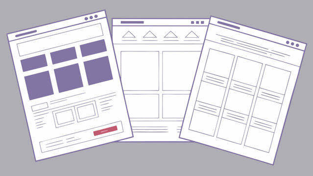 Flat Design Website Wireframe Template Layout Outline