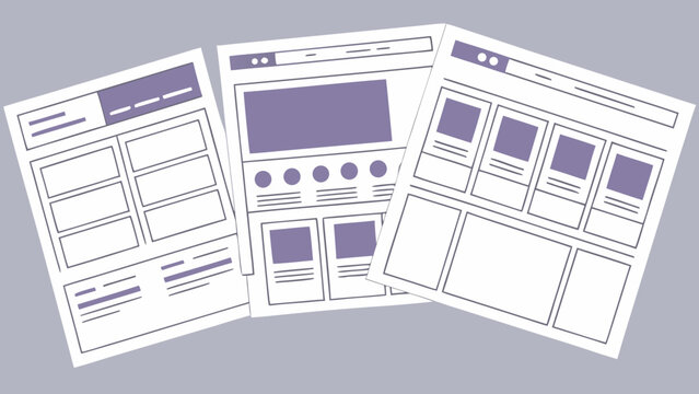 Website Wireframe Layout Design And Mobile App Template Outline