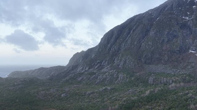 Norway Vega Island Vegafjorden Trolltinden Mountains Eidemsliene Nature Reserve 4K Aerial Drone