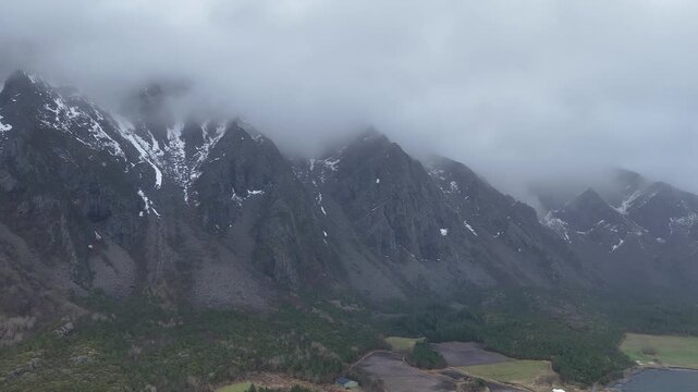 Norway Vega Island Vegafjorden Trolltinden Mountains Eidemsliene Nature Reserve 4K Aerial Drone