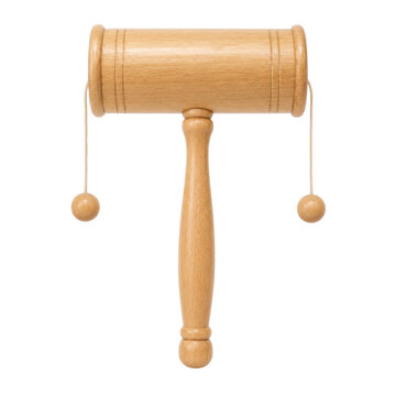 Wooden percussion toy with wooden beads and strings isolated on transparent background png element