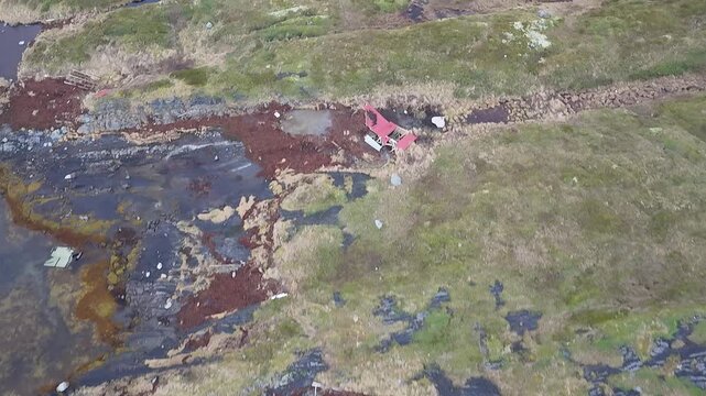 Norway Vega Island Vegafjorden Holand Nord&oslash;ya Stor&oslash;ya Gards&oslash;ya Stokkv&aelig;ret Holandsosen Nature Reserve 4K Aerial Drone