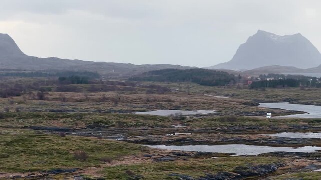 Norway Vega Island Vegafjorden Holand Nord&oslash;ya Stor&oslash;ya Gards&oslash;ya Stokkv&aelig;ret Holandsosen Nature Reserve 4K Aerial Drone