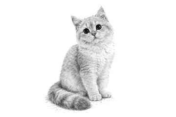 Fototapeta premium Hand-drawn pencil sketch of a British Shorthair Cat portrait