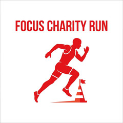Obraz premium Focus Charity Run Athlete Silhouette Speeding Towards Goal