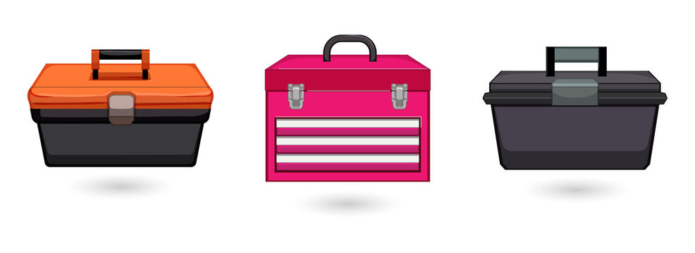 Colorful Toolbox Icons for Design Projects on Transparent Background