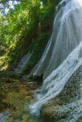 Majestic view of Embon Waterfall and river stream scenery at Pasie Raya, Aceh Jaya, Indonesia © MUAZ JAFFAR