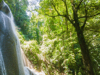 Majestic view of Embon Waterfall and river stream scenery at Pasie Raya, Aceh Jaya, Indonesia © MUAZ JAFFAR