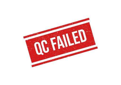Red qc failed stamp with diagonal slash isolated on transparent background